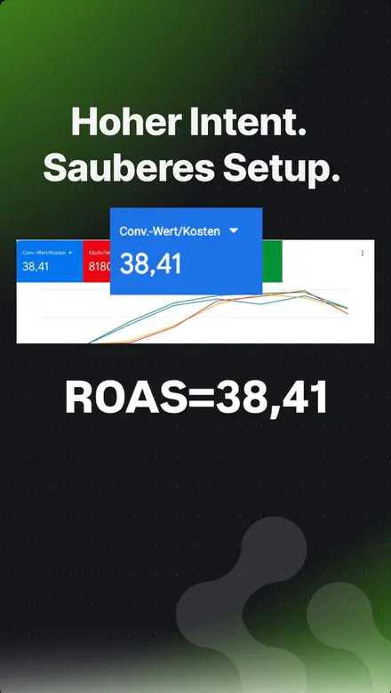 Einblick: Hoher Intent, sauberes Setup, Google Ads mit ROAS 38,41