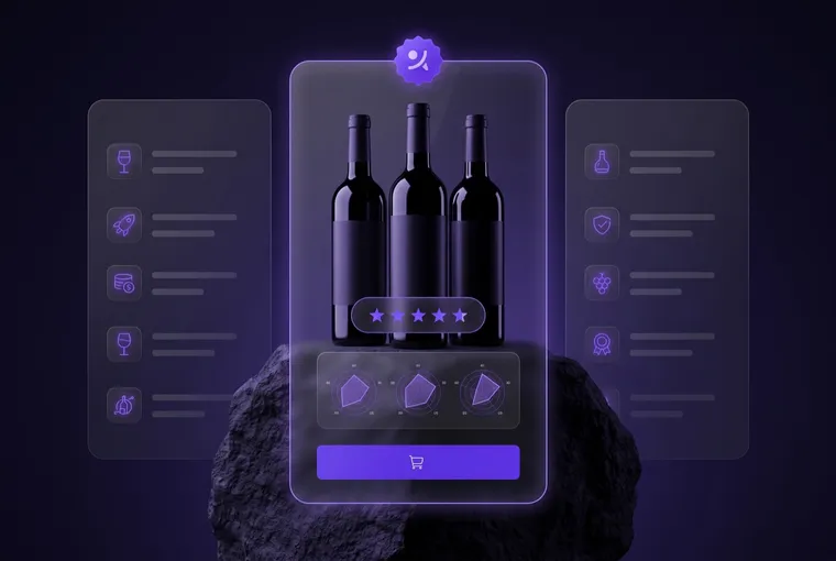 Conversion-Optimierung für Wein & Genuss: Produkt und Beweis-Elemente auf dunkler Bühne